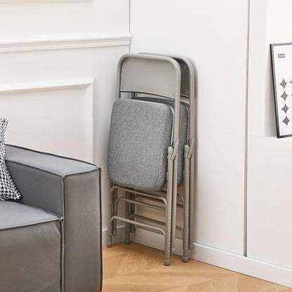 Padded Folding Chairs with Thick Cushion, 2 Pack Grey - color: Grey 2 Pack