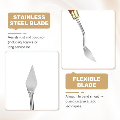 HARFINGTON Palette Knife Painting Tool 1.3" x 0.39" Stainless Steel Teardrop Blade 7.09" Length Spatula Painting Pallet Knives with Hole Beech Wood Handle for Oil Acrylic Canvas, Red/Silver - size: 7.09" x 0.39" x 1.3"
