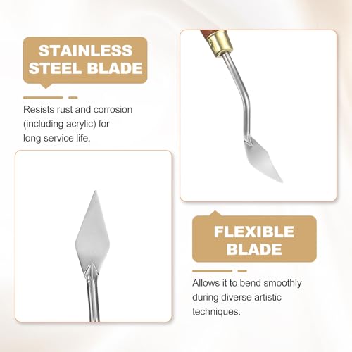 HARFINGTON Palette Knife Painting Tool 1.38" x 0.51" Stainless Steel Teardrop Blade 7.28" Length Spatula Painting Pallet Knives with Hole Beech Wood Handle for Oil Acrylic Canvas, Red/Silver - size: 7.28" x 0.51" x 1.38"