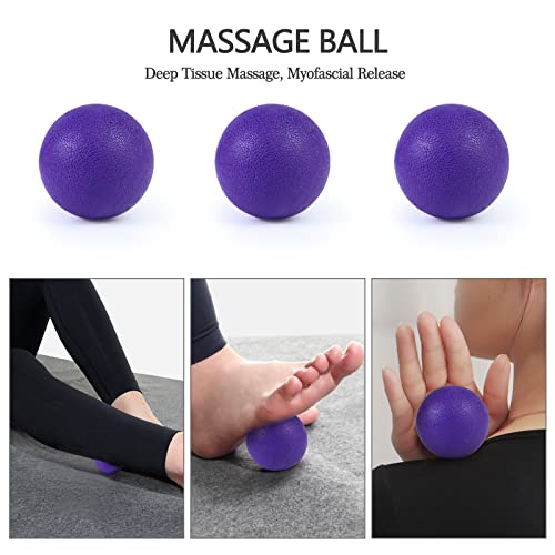 5 in 1 Foam Roller Set High Density Patented Foam Roller for Exercise | Foam Roller Massage Stick, Massage Ball, Resistance Band for Deep Muscle Massage Pilates Yoga Trigger Point Release Purple - color: Violet