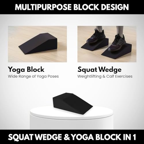 KALUHA Squat Wedge 2-Pack | 2.9" Heel Elevated Slant Board for Deeper Squats & Ankle Mobility | Non-Slip Foam Wedge Blocks for Weightlifting, Calf Stretching & Home Gym