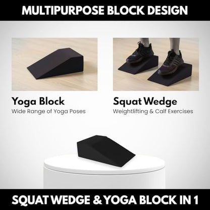 KALUHA Squat Wedge 2-Pack | 2.9" Heel Elevated Slant Board for Deeper Squats & Ankle Mobility | Non-Slip Foam Wedge Blocks for Weightlifting, Calf Stretching & Home Gym