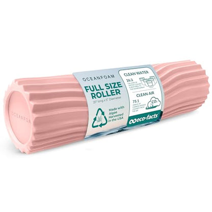 Oceanfoam Tidal Roller - Blush - Muscle Massage Foam Roller for Back Pain & Stretching - Firm and Ergonomic Wide Wave Textured - Yoga, Athletics, & Wellness - Full Size, 20" x 5" - color: Blush