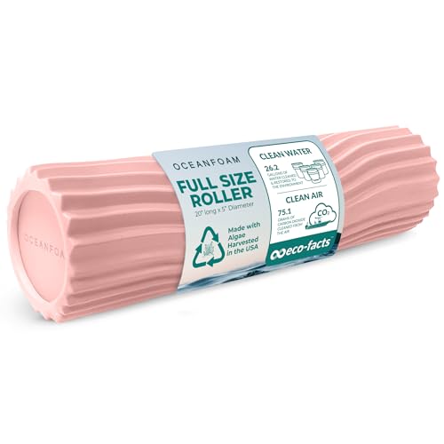 Oceanfoam Tidal Roller - Blush - Muscle Massage Foam Roller for Back Pain & Stretching - Firm and Ergonomic Wide Wave Textured - Yoga, Athletics, & Wellness - Full Size, 20" x 5" - color: Blush
