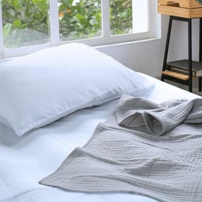 100% Cotton Gauze 50"X70" Large Throw 4 Layered Blanket- Scottish Grey | Premium Muslin Blanket for Couch,Bed,Living,Summer Lightweight, All Seasons Blankets & Throws, Boho,Travel & Skin Friendly - color: Scottish Grey, size: 50"X70" Large Throw