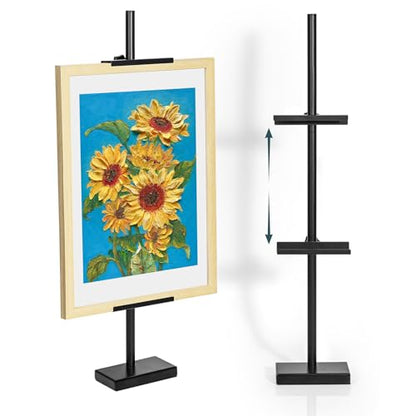 Weighted Base Tabletop Easel (Metal Easels for Display) (29" H Adjustable) Stable Frame Holder for Artwork & Photo Frames, Black