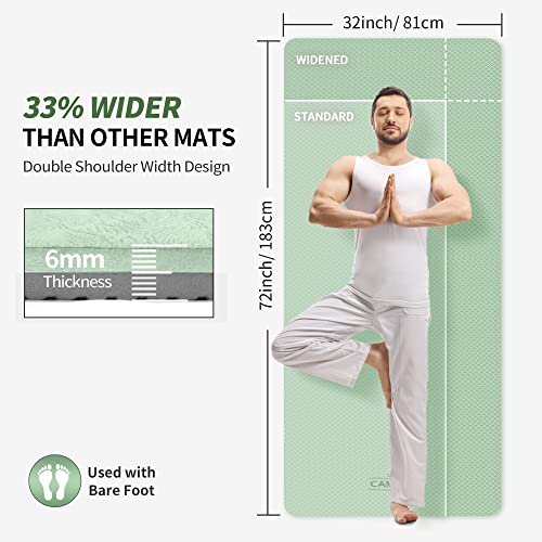 CAMBIVO Extra Wide Yoga Mat for Women and Men (72"/84"x 32"x 1/4") TPE Workout Mat, Non-slip Large Exercise Fitness Mat for Yoga, Pilates, Workout - color: Mint Green, size: 72" x 32" x 6mm