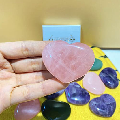 QINJIEJIE 1.8" Rose Quartz Heart Stone Healing Crystals Love Stones Decor - color: Z - 1.8" Large - Rose Quartz Heart