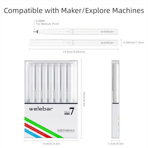 White Ink Gel Pens Compatible with Cricut Maker 3/Maker 4/Maker/Explore 3/4/5/Air 2/Air, 7 Pack Medium Point Pens for Drawing, Lettering, Adding Highlights - color: White