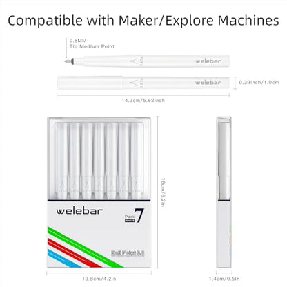 White Ink Gel Pens Compatible with Cricut Maker 3/Maker 4/Maker/Explore 3/4/5/Air 2/Air, 7 Pack Medium Point Pens for Drawing, Lettering, Adding Highlights - color: White