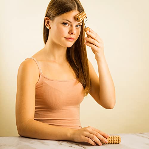 tuuli Body and Face Roller, Multi-Functional Wooden Massage Roller, Helps Ease Muscle Tension and Support Skin Health, Natural Face Massage Tools, Set of 2 (2 piece set A) - size: 2 piece set A