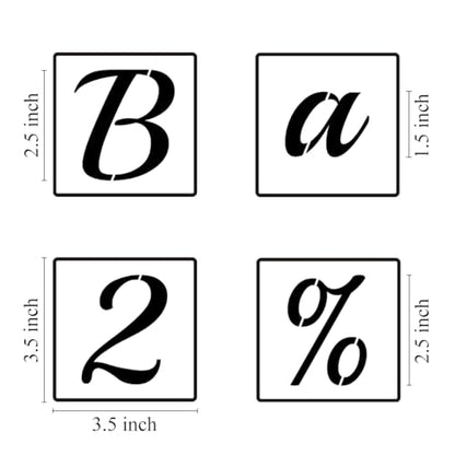 2.5 Inch Alphabet Letter Stencils for Painting - 70 Pack Letter and Number Stencil Templates with Signs for Painting on Wood, Reusable Cursive Letters Stencils for Chalkboard Wood Signs & Wall Art - size: 2.5 Inch