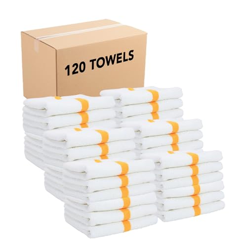 Arkwright White Hand Gym Towels - Case of 120 - Bulk 100% Cotton Soft Quick Dry Sweat Absorbent Hotel Quality Towels for Workout, Bathroom, Spa, Pool, 16 x 27 in, Gold - color: Gold, size: 16 x 27 in. (Case of 120)