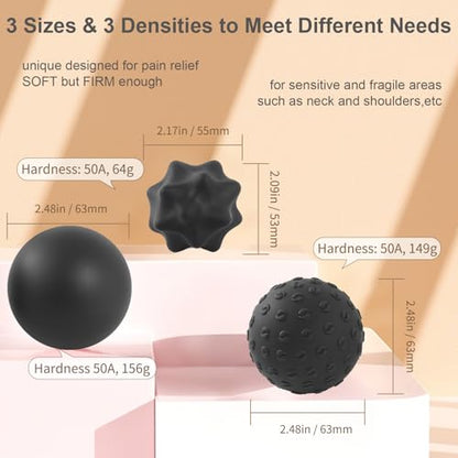 Silicone Massage Lacrosse Ball Set, Smooth, Textured & Spiky - style: Spiky Ball Set