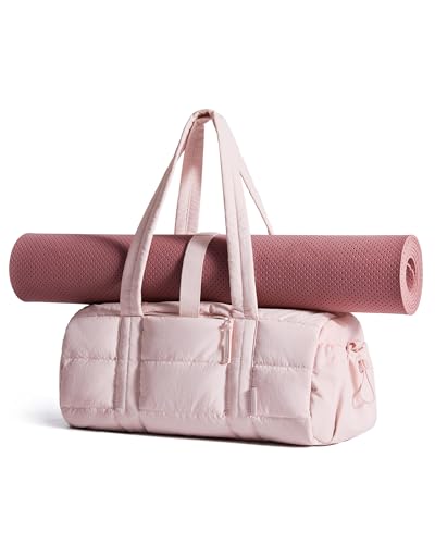 BAGSMART Reiki Gym Bag for Women Puffy Yoga Mat Travel Weekender Duffle Bag - color: Candy Pink, size: Medium