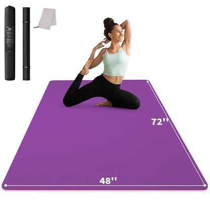 CAMBIVO 72''x48'' Large Yoga Mat, Extra Thick TPE Workout Mat - color: PURPLE, size: 6mm