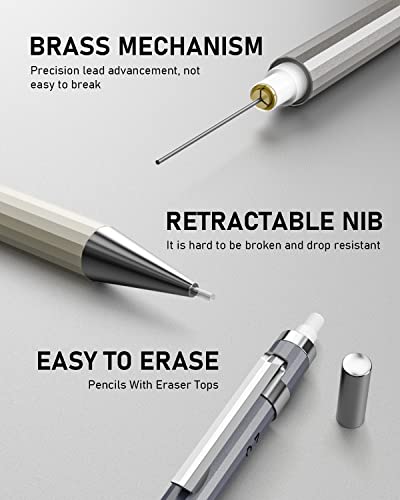 Nicpro 37PCS Metal Mechanical Pencil Set with 30PCS Art Mechanical Pencil Set in Leather Case