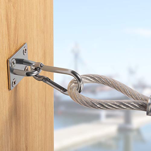 Premium M8 Heavy-Duty Stainless Steel Pad Eye Snap Hook, Ceiling Hook, 4PCS | 2PCS Eye Hooks + 2PCS Snap Hooks, Hanging Kit with Screws for Hammock Chair Swing, Yoga, Gym, Sun Shade Sail, Plant Hangers