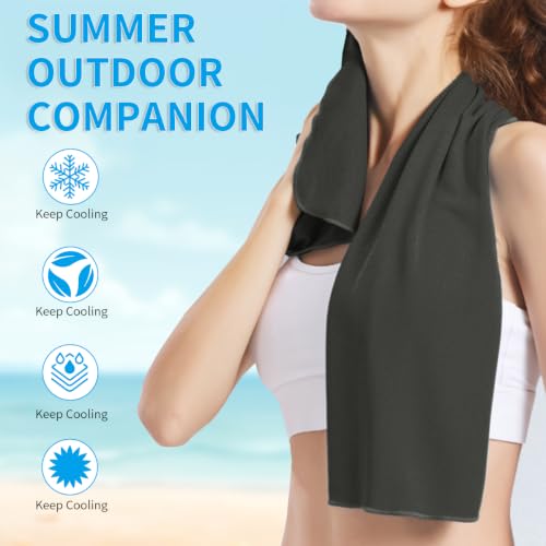 Puomue 5 Pack Cooling Towels, 40 Inches x 12 Inches, Breathable Soft Chilly Microfiber Towel for Yoga, Sport, Running, Workout, Gym, Camping and Fitness, Grey - color: Grey1