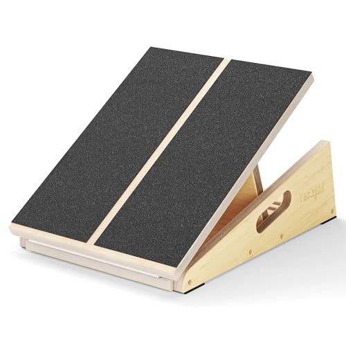 Yes4All Professional Incline Board, Slant Board Calf Stretching, Squat Wedge and Anti-Slip Surface, Portable Side Handle - color: B. 5 Angles - Full Coverage