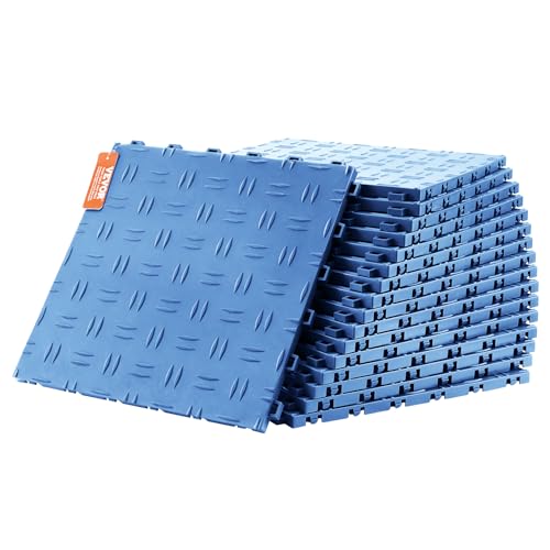 VEVOR Garage Floor Tiles 12 x 12 x 0.53 inch, Interlocking Design Ease of Installation Double-Sided Texture Non-Slip Sturdiness, for Garages, Basements, Repair Shops, Blue, 50 Pack - color: Blue, size: 50 Pack Tile