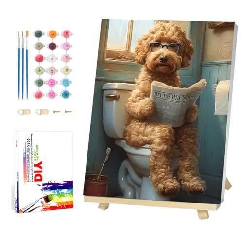 Reivworl Dog Paint by Numbers Kit for Adults Beginner 16×20 inch | Dog Paint by Number Kits 16×20 inch, Crafts on Canvas with Gifts. - color: 02-Dog Frame