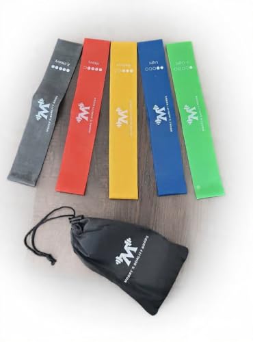 Moore's Quality Resistance Loop Exercise Bands with Carry Bag, Set of 5, Natural Latex, Multiple Resistance Levels for Strength Training, Physical Therapy, Yoga, Pilates, Stretching
