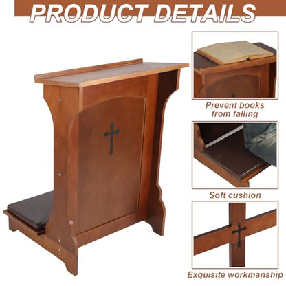 DoubleFill Solid Wood Prayer Bench Stool with Shelf and Cushion Church Prayer Bench Table Chair Padded Kneeler for Kneeling at Home, Religious Gifts, 23 x 20 x 32 Inches(Classic Style) - color: Colorful, style: Classic Style