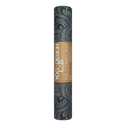 YOGA DESIGN LAB | The Combo Yoga Mat | 2-in-1 Mat+Towel | Eco Luxury | Ideal for Hot Yoga, Power, Bikram, Ashtanga, Sweat | Studio Quality | Includes Carrying Strap! - color: Mandala Black, size: 3.5mm