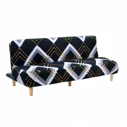 MIFXIN Armless Sofa Cover Futon Slipcover Stretch Elastic Folding Sofa Bed Non-Armrest Couch Furniture Protector Spandex Printed Washable Sofa Cover Without Armrest (Gold Rhombus) - color: Gold Rhombus