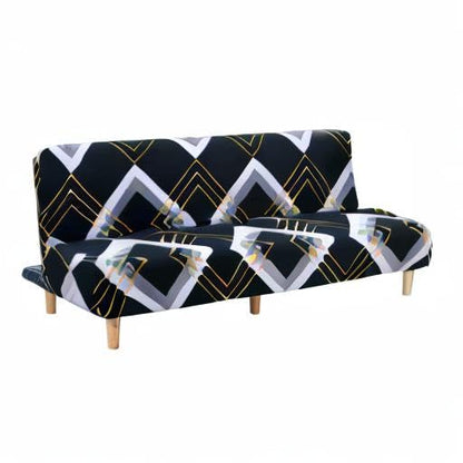 MIFXIN Armless Sofa Cover Futon Slipcover Stretch Elastic Folding Sofa Bed Non-Armrest Couch Furniture Protector Spandex Printed Washable Sofa Cover Without Armrest (Gold Rhombus) - color: Gold Rhombus