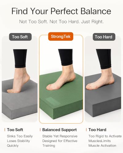 StrongTek Foam Balance Pad, High-Density TPE, 15.8 x 13 x 2 in, Non-Slip - color: Green