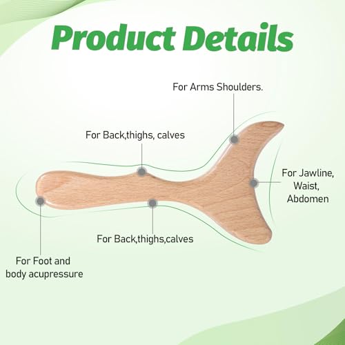 Lymphatic Drainage Massager, Natural Wood Therapy Massage Tools One-Handed Gua Sha Body Tool Manual Anti-Cellulite Sculpting Board for Muscle Release, Fascia Massage, Body Contouring - 1 Pack