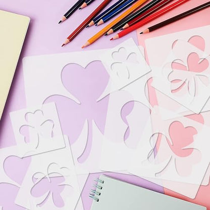 8 Pack St. Patrick’s Day Shamrock Stencil for Painting, Large Reusable Three Leaf Clover Templates for Wood, Saint Paddy's Day Irish Festival Decor for DIY Front Door Flag & Crafts - style: Trefoil