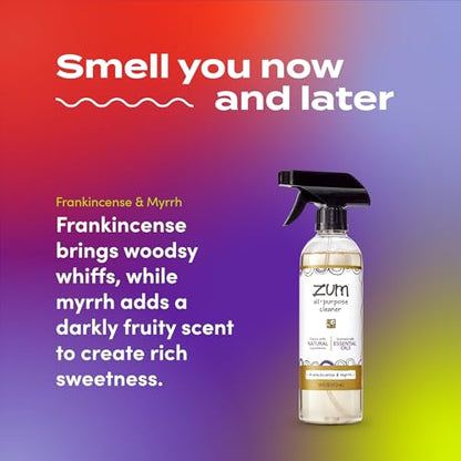Zum by Indigo Wild All-Purpose Cleaner Combo (Pack of 2) - Natural Multipurpose Cleaners with Essential Oils, Baking Soda & More - Frankincense & Myrrh & Lavender, 16 fl oz Each