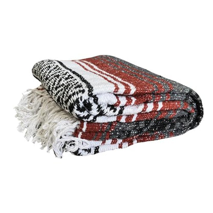 Open Road Goods Mexican Blanket - Authentic Serape Falsa Blanket - Handmade (Rust) - color: Rust