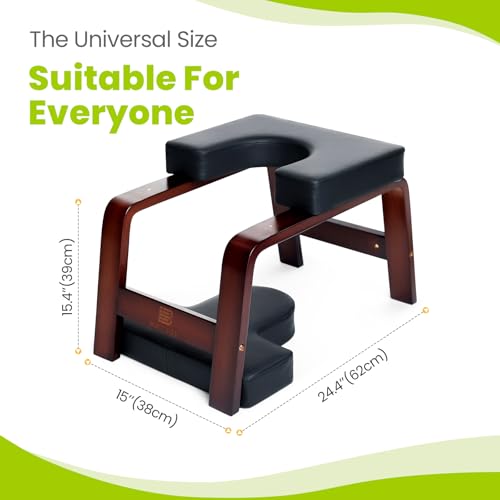 Yoga Headstand Bench, Stand Yoga Chair for Balance Training, Core Strength Building, Upside Down Chair for Relaxation, Handstand Trainer Inversion Chair for Home Gym (Chocolate Black) - color: Chocolate Black