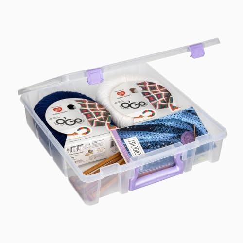 ArtBin Essentials 12 x 12 One-Compartment Craft Box, Clear | One Open Compartment, 15.25 x 14 x 3.5 Inches, Secure Latches, Stackable, Durable Polypropylene - color: Purple