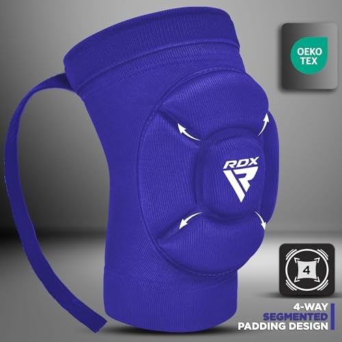 RDX Knee Pads for Work, Oeko TEX Certified, Anti-Slip Protective Thick Padded Foam Pad, Collision Avoidance Sleeves Pair, MMA Muay Thai Grappling Volleyball Football Wrestling Gardening. - color: BLUE, size: Large