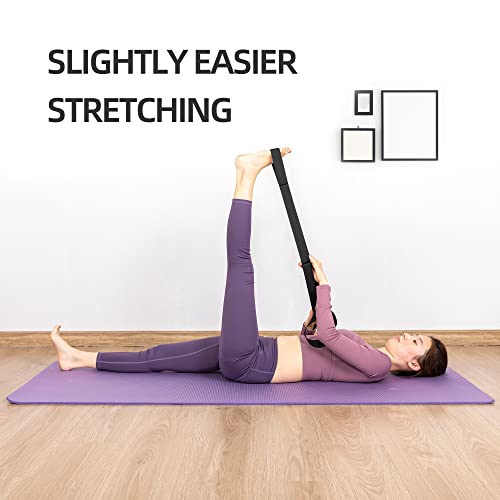 Yoga Stretching Strap for Physical Therapy, Stretch Strap for Home Workout, Exercise, Pilates and Gymnastics, Stretch Strap with 4 Loops, Non-Elastic Hamstring Stretch Strap for Women & Men