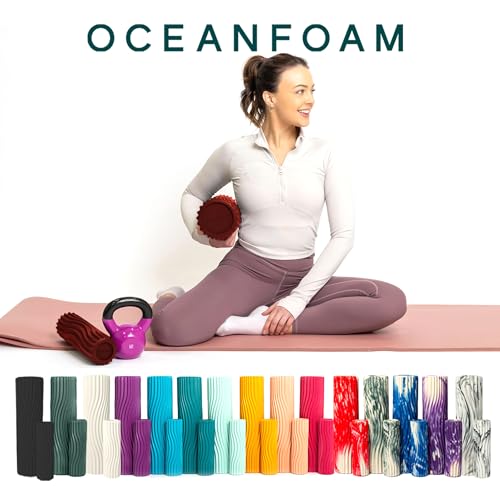 Oceanfoam Tidal Roller - Maroon - Muscle Massage Foam Roller for Back Pain & Stretching - Firm and Ergonomic Wide Wave Textured - Yoga, Athletics, & Wellness - Full Size, 20" x 5" - color: Maroon