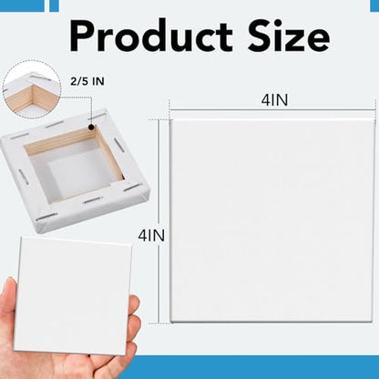 ESRICH Mini Canvases for Painting, 4x4In Canvas in Bulk 100 Pack, 2/5In Profile Small Square Canvas, Blank Canvases are Great for School Projects and Kids Birthday Parties, Home Decor Project. - size: 4x4in-100 Packs