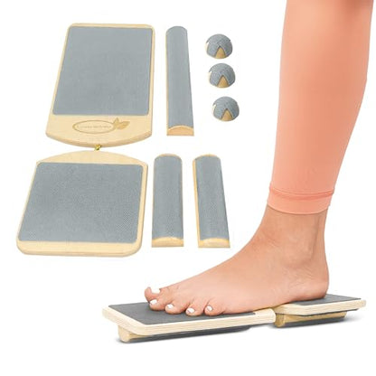 Single Leg Footboard Pro Kit - Ankle & Foot Exerciser Strengthener, Physical Therapy for Sprained Ankles, Foot Stretcher for Plantar Fasciitis - color: Gray - Pro kit