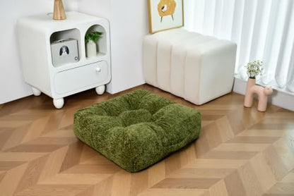 Floor Pillow, Large Meditation Sitting Cushion with Handle | for Tatami, Living Room, Yoga Use for Adults and Kids (1, Square, Green, 22" x 22" x 6") - color: Square, Green