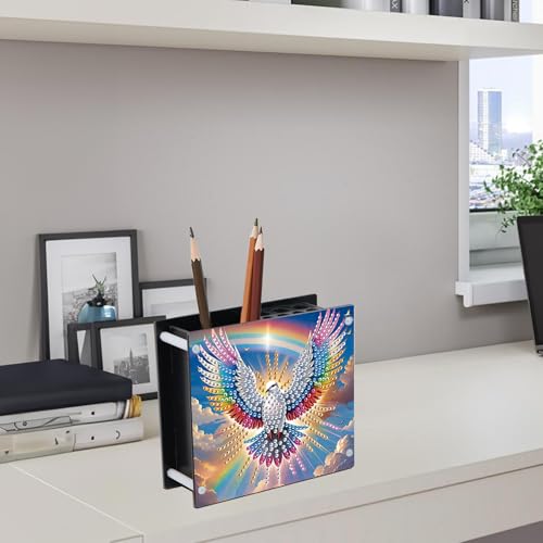 DIY Bird Diamond Art Painting Pen Holder, Diamond Pencil Case Gift, Makeup Brush Multifunctional Ornaments, Pencil Cup Pen Organizer Desktop Storage for Office, Study