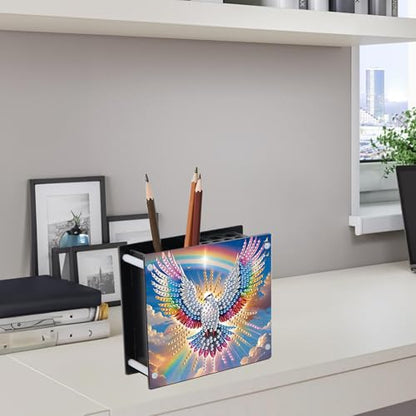 DIY Bird Diamond Art Painting Pen Holder, Diamond Pencil Case Gift, Makeup Brush Multifunctional Ornaments, Pencil Cup Pen Organizer Desktop Storage for Office, Study
