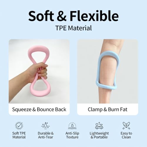 Set of 2 Pilates Ring Yoga Ring Magic Circle with Massage Points | Resistance Magic Circle for Legs Calves Inner Thigh, Soft Resistance, Women Home Workout Pilates Equipment, Pink & Blue