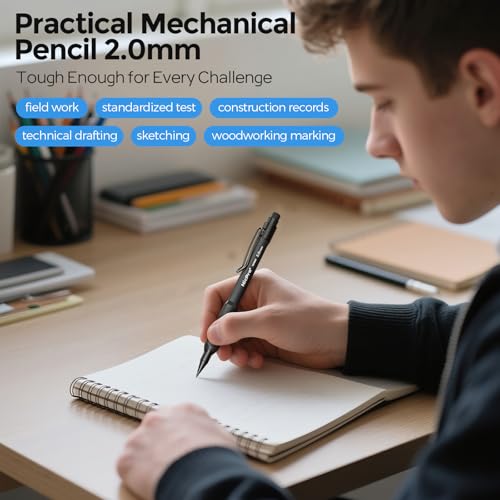 Nicpro 2.0 mm Mechanical Pencil Set, 3PCS Artist Lead Pencil Holder 2mm with 72PCS Lead Refills (4H 2H HB 2B 4B 6B Color) Eraser, Weatherproof Barrel for Outdoor Writing Drafting Drawing Sketching - style: 2.0mm(3 Pcs)