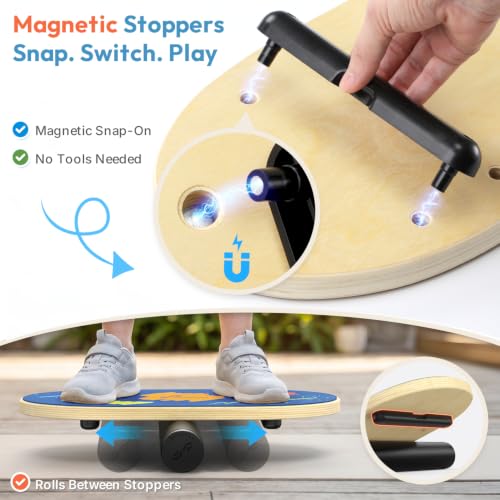 Sportneer Kids Balance Board, 4-Mode Adjustable Balance Trainer - color: Brush Blue