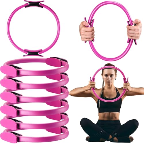 Syhood Pilates Ring 11. 81 Inch Pilates Circle Yoga Ring Magic Lightweight Flexible Workout Equipment for Fitness Physical Therapy Resistance Exercise Arms Legs - color: Pink